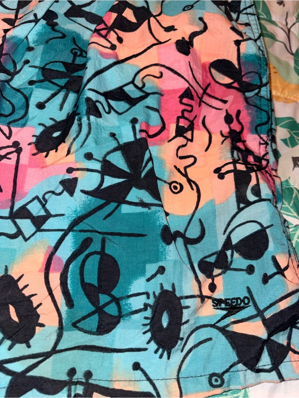 Vintage 90s Speedo Abstract Neon Swim Trunks Shorts Made in Taiwan Men’s L - Picture 2 of 8